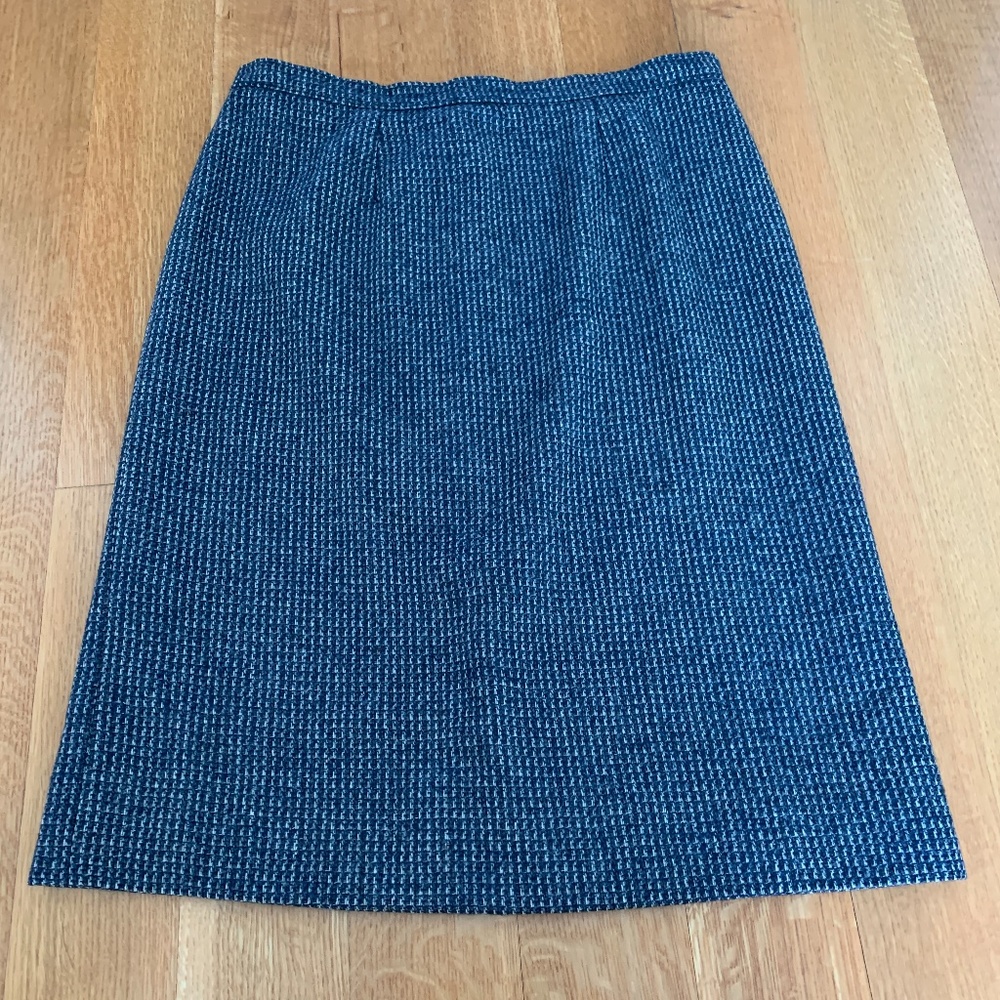 VINTAGE Blue Tweed Hand Tailored Skirt